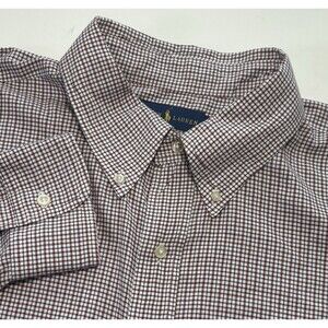 Ralph Lauren‎ Men 2XLT Red Green Micro Check Long Sleeve Button Down Shirt